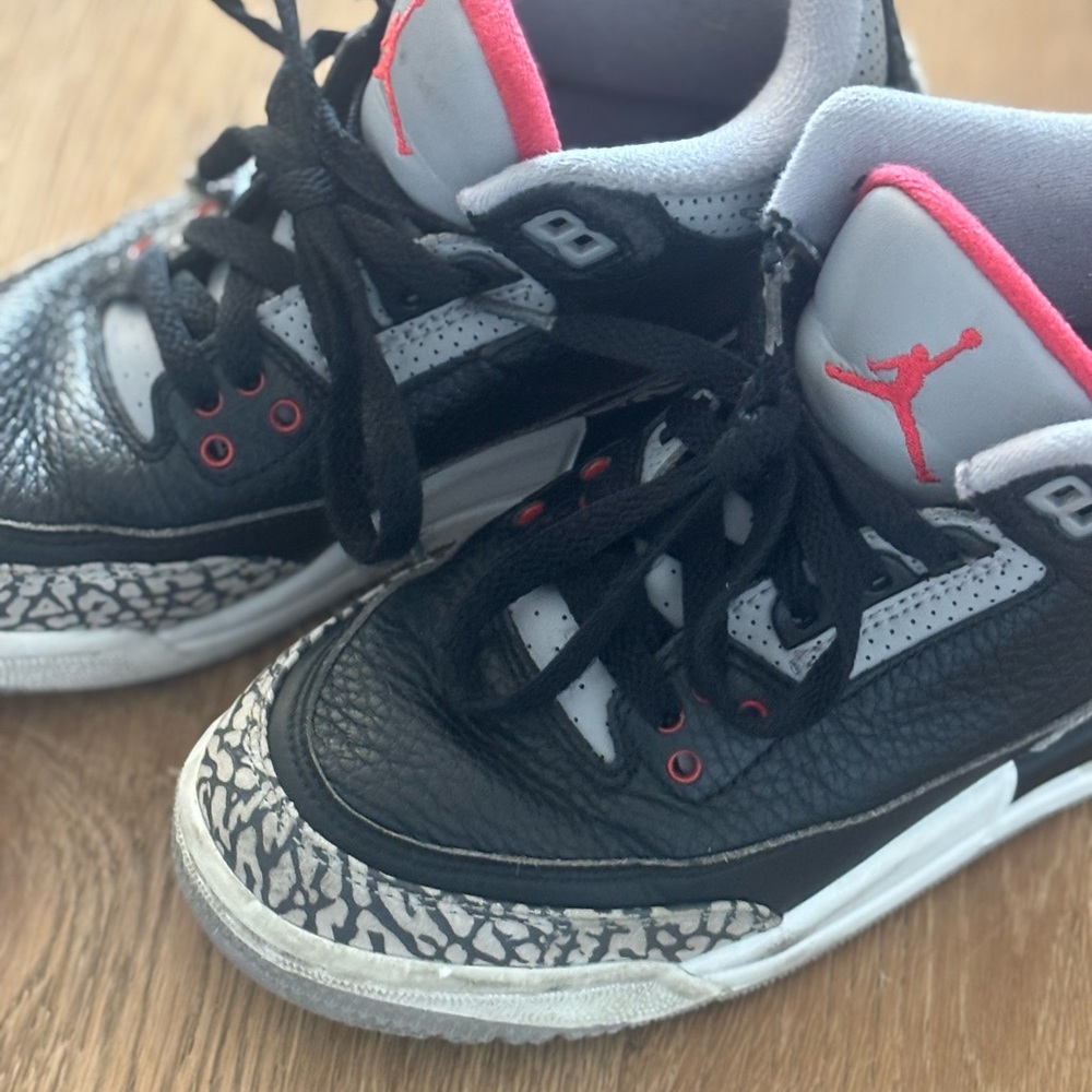 Jordan Kids Black and Gray Sneakers with Red Accents